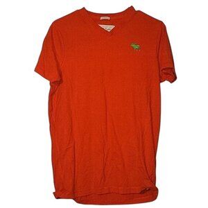 VINTAGE Abercrombie‎ & Fitch Mens Orange T-Shirt XL 100% Cotton Green Moose Logo